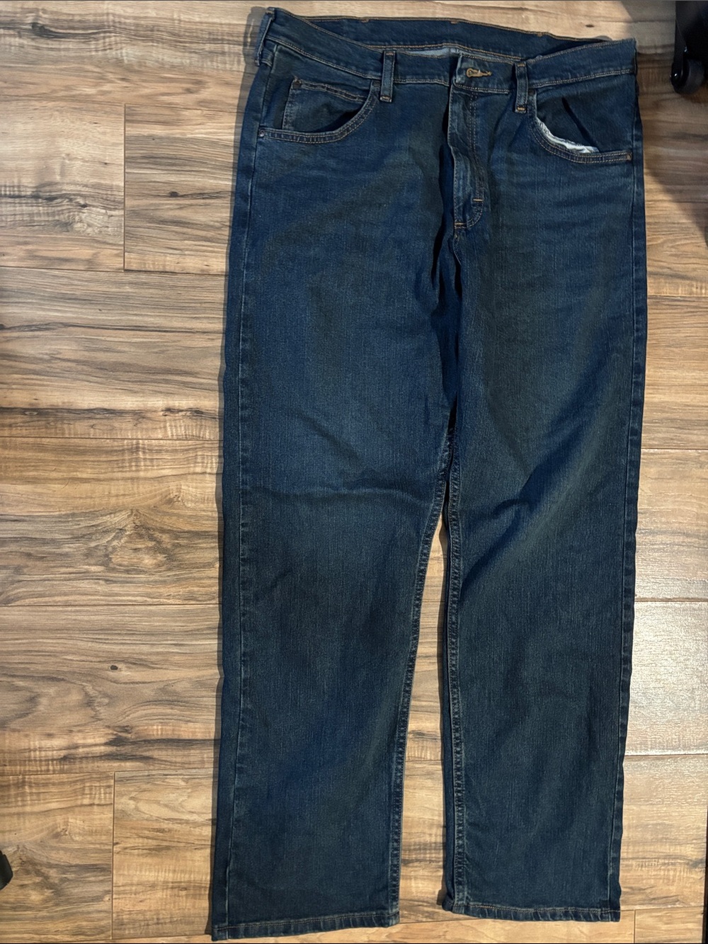Wrangler Dark Blue Denim Jeans with Orange Stitching